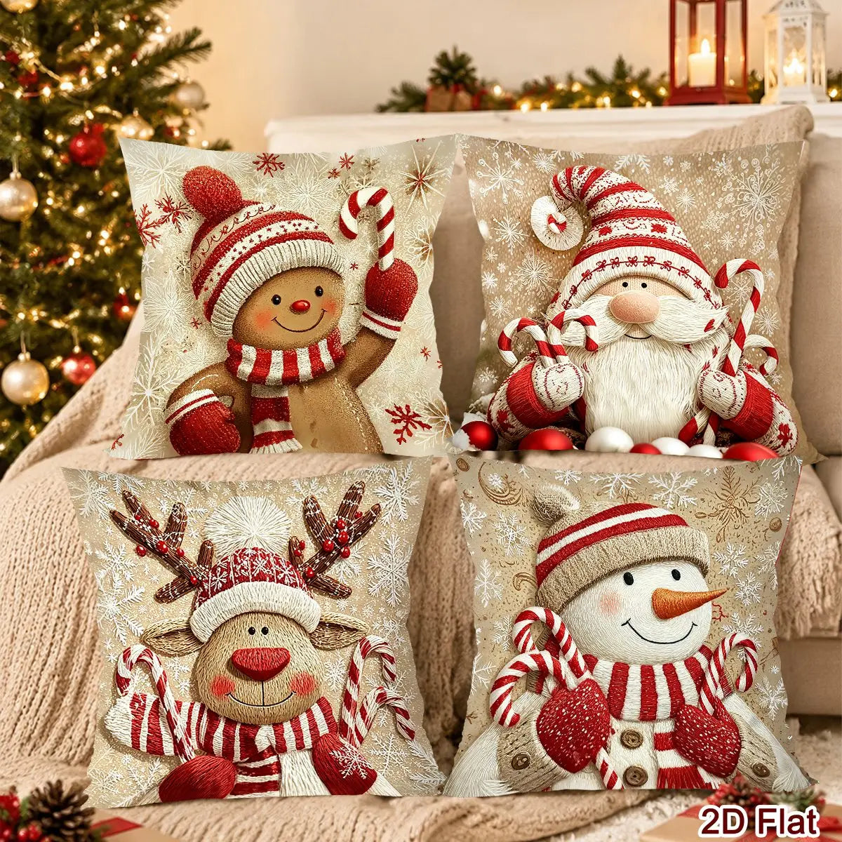 Conjunto de Capas de Almofada - Edição Especial de Natal (4 Peças)