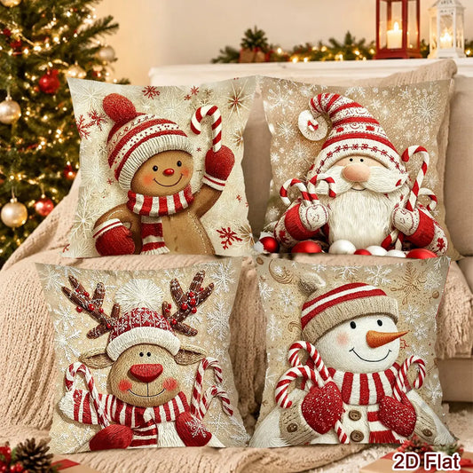 Conjunto de Capas de Almofada - Edição Especial de Natal (4 Peças)
