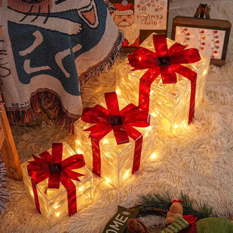Caixas de Presente Mágicas com LED (Kit com 3 Unidades)