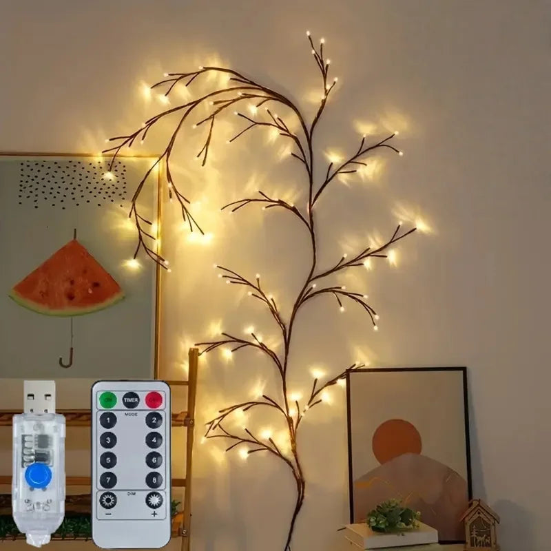 Cordão de Luzes LED Galho de Salgueiro para Parede e Lareira