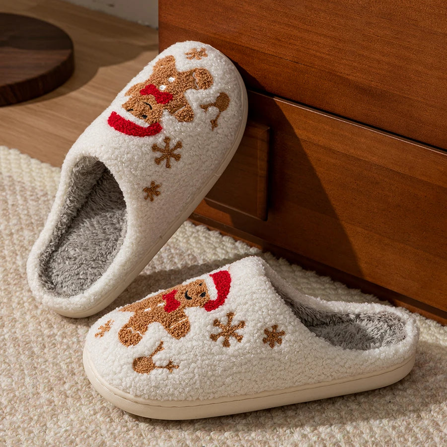 Pantufas de Natal Biscoito de Gengibre em Veludo