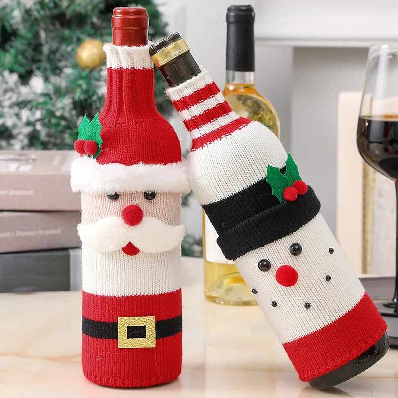 Charme na Garrafa: Vestido Decorativo Natalino em Tricô para Vinhos