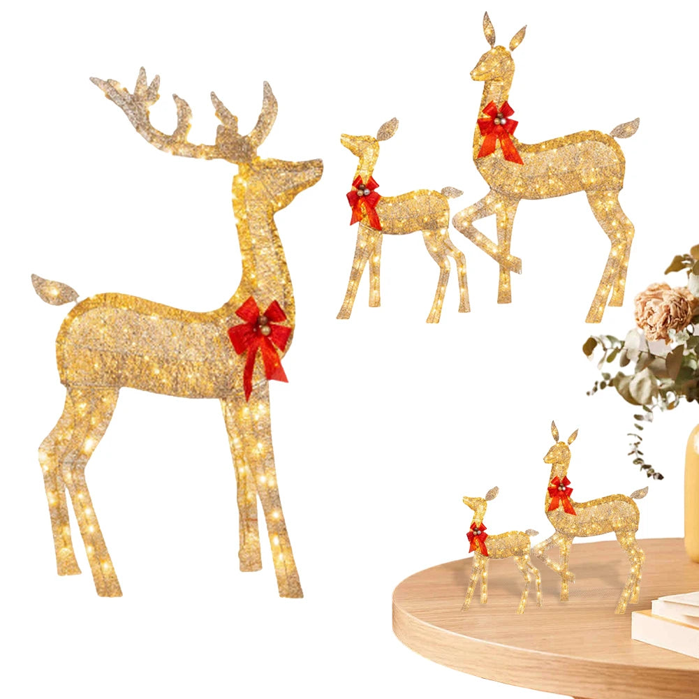 Luzes de Natal: Kit Família de Renas Luminosas para Mesa, Rack e Varanda