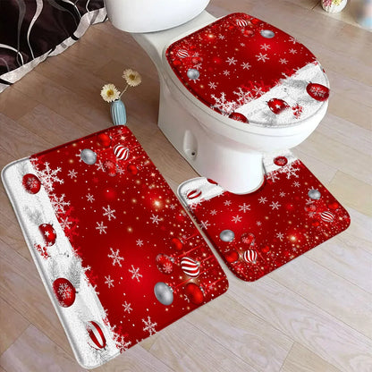 Conjunto Decorativo de Banheiro Natal - Kit 3 Peças