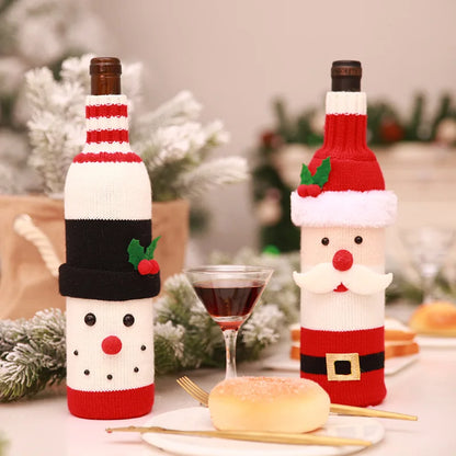 Charme na Garrafa: Vestido Decorativo Natalino em Tricô para Vinhos