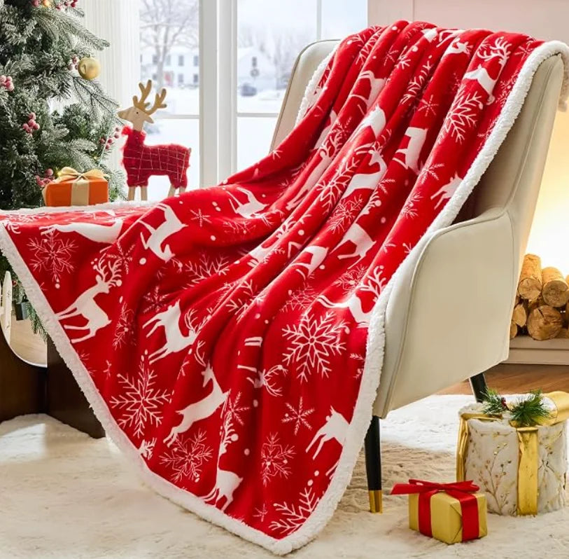 Abraço de Natal: Manta Peluciada Térmica com Estampas Festivas