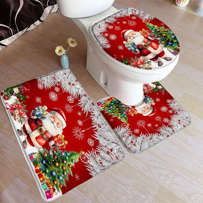 Conjunto Decorativo de Banheiro Natal - Kit 3 Peças