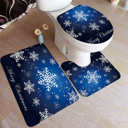 Conjunto Decorativo de Banheiro Natal - Kit 3 Peças