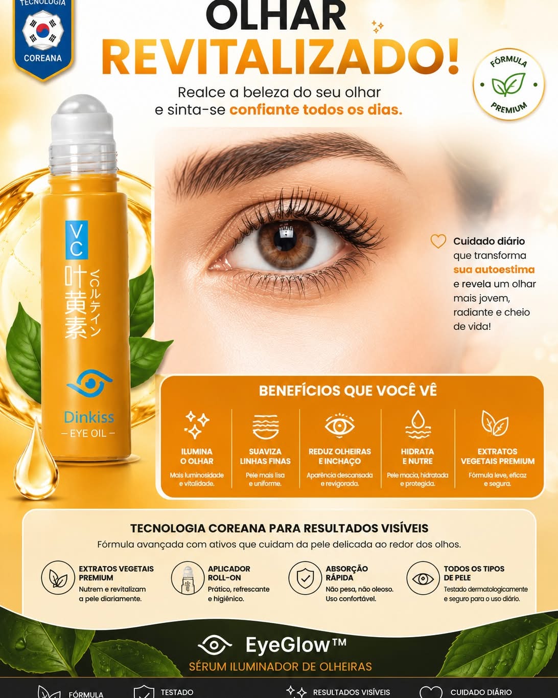 ✨ EyeGlow™ O Autêntico Sérum Coreano [Iluminador de Olheiras]